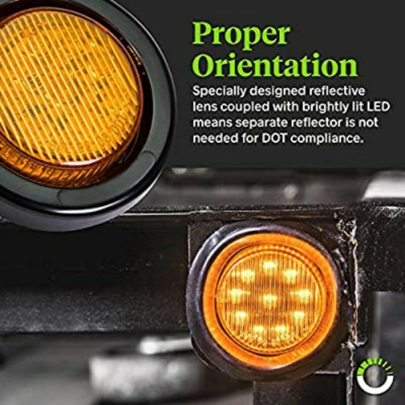 4PC 2″ Round 10 LED Clearance Side Marker Light – AMBER