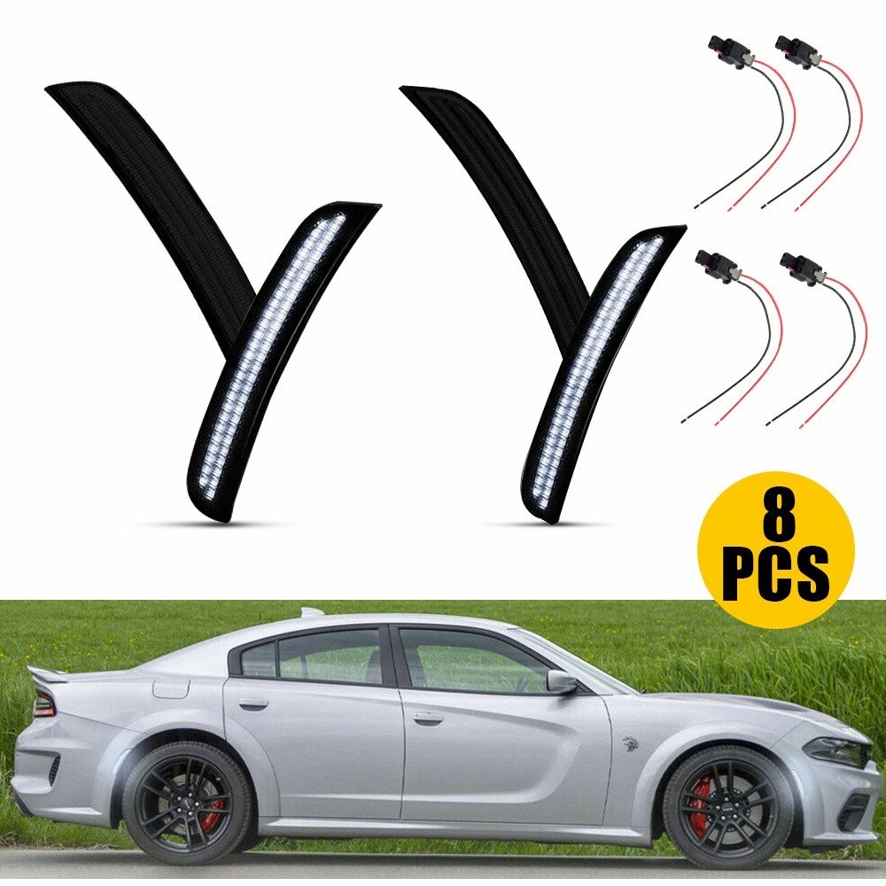 For Dodge Charger 2015-2023 Front Rear Side Marker Light Lamps Smoked LED EOOR