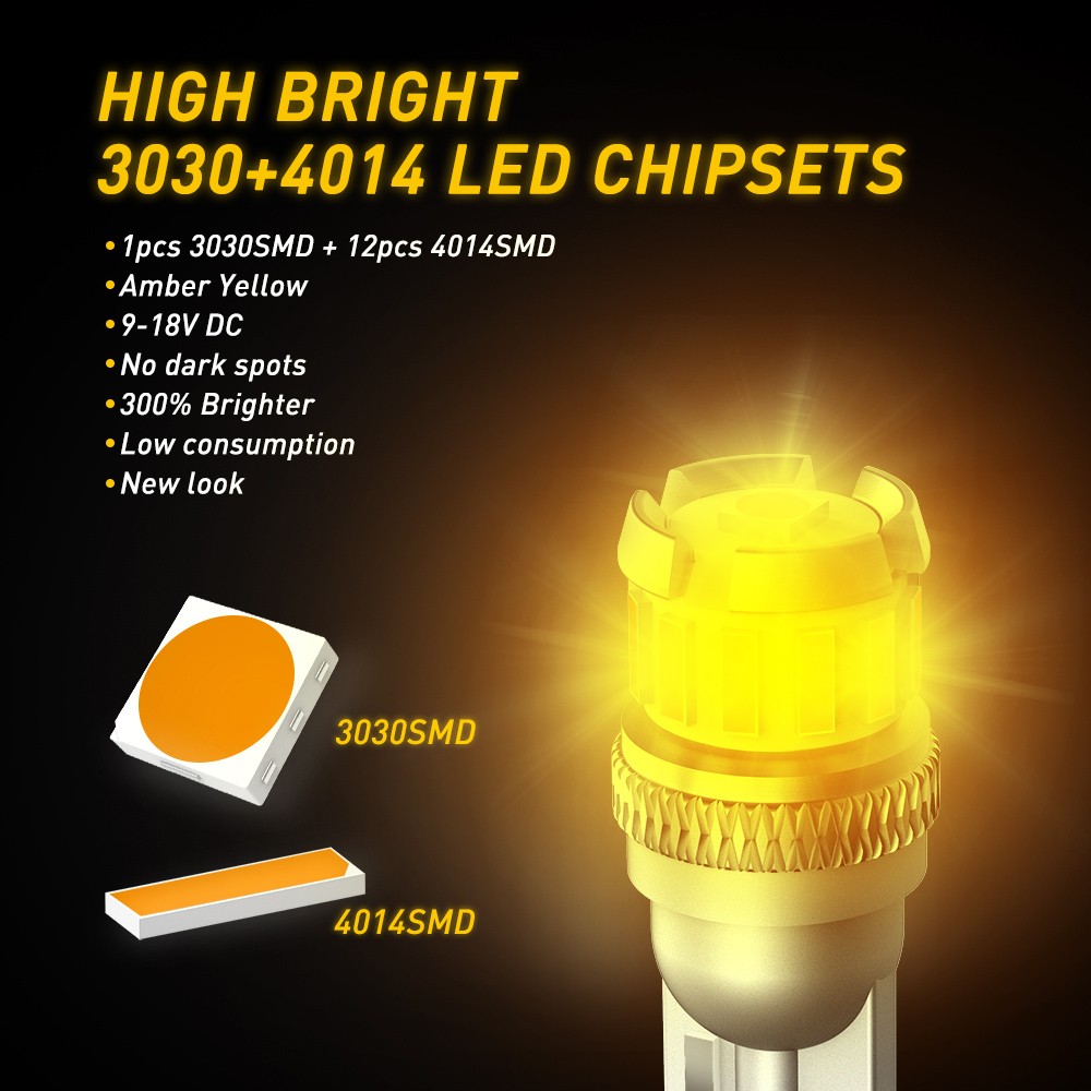 AUXITO 168 194 192 2825 T10 LED Side Marker Light Bulbs Amber Canbus Error Free