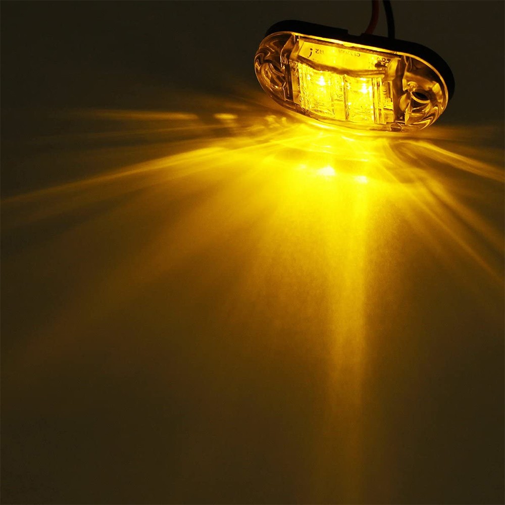 10Pcs Marker Lights 12V LED Truck Trailer Oval Clearance Side Light Amber Lamp