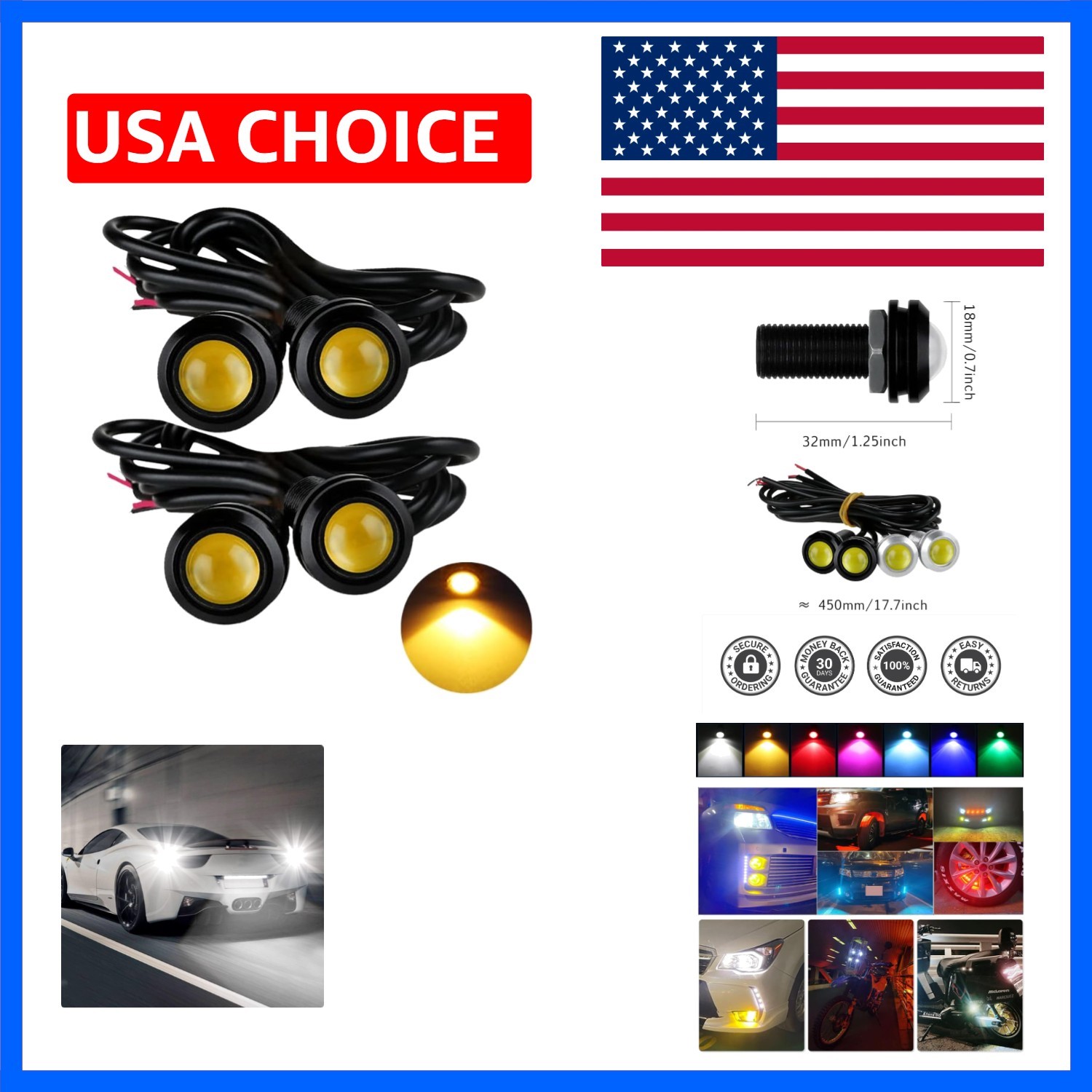 Eagle Eye LED Lights, DIY Ultra Thin 18mm Indicator Marker Light Daytime Runn…