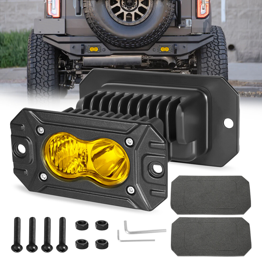 4″ Amber Surface Flush Mount LED Lighting Kit for Front Driving/Fog Lights Combo