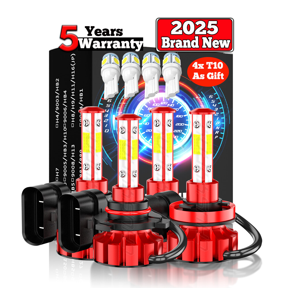 4x Combo LED Headlight Bulbs Conversion Kit 9005 H11 High Low Beam Bright White