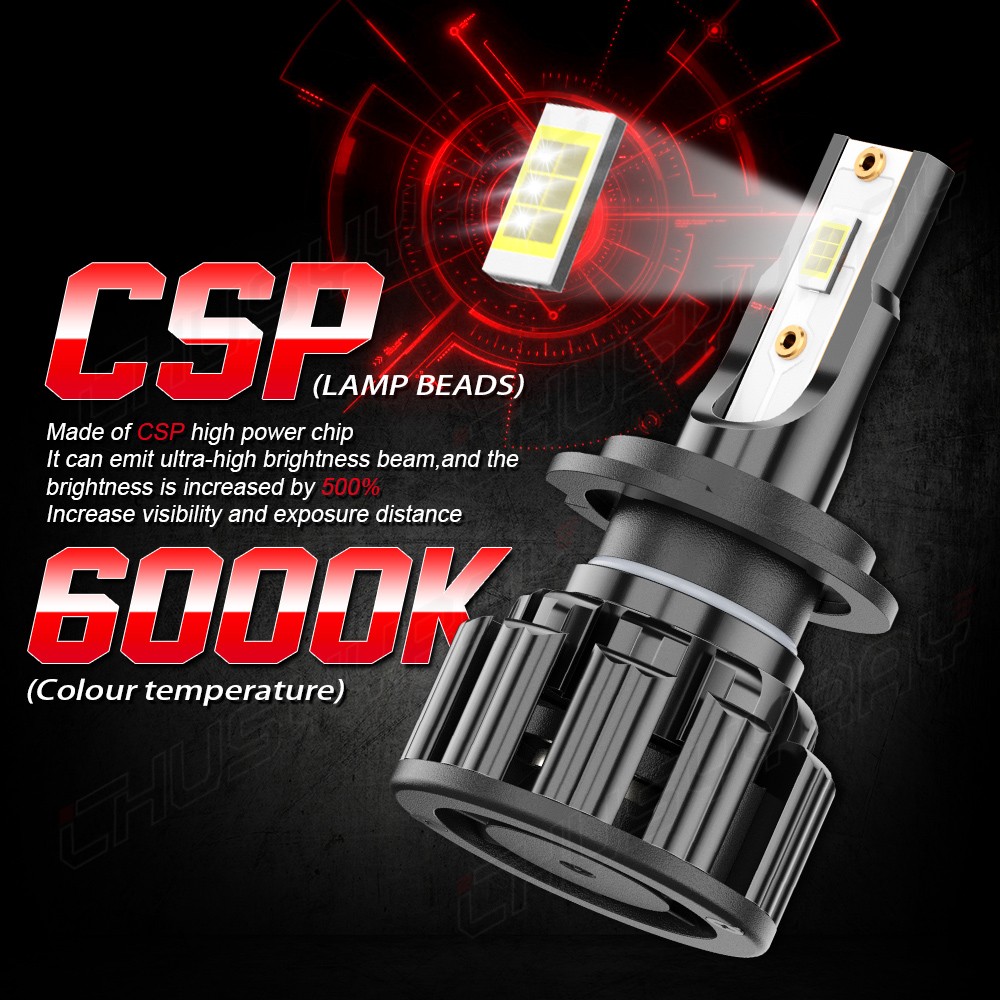 Super Bright White H7 H7 H11 CSP LED Headlight High Low Beam Fog Light Bulbs Kit
