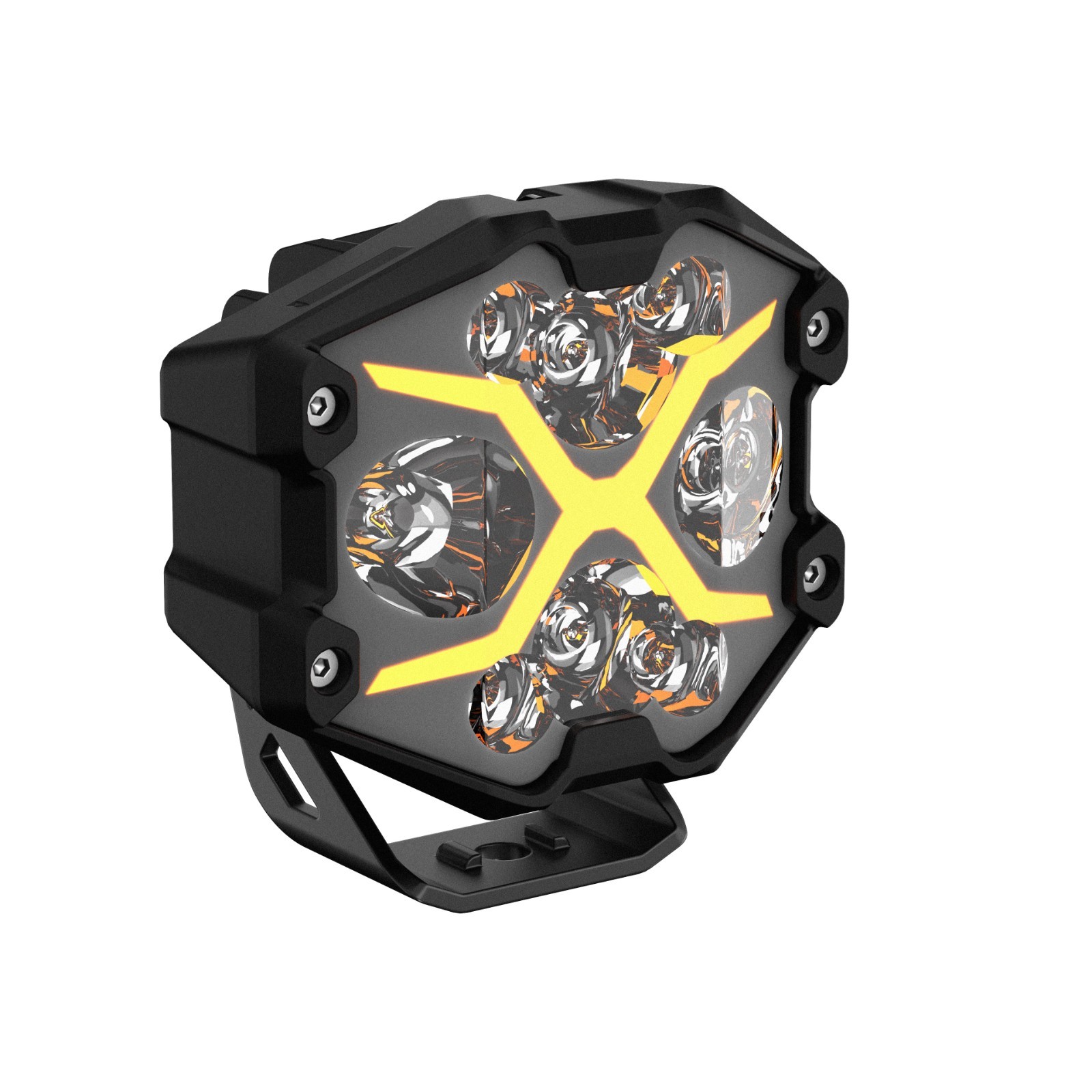 NOVSIGHT 4 Inch LED Pods X-Series Off Road Driving Light with Yellow DRL