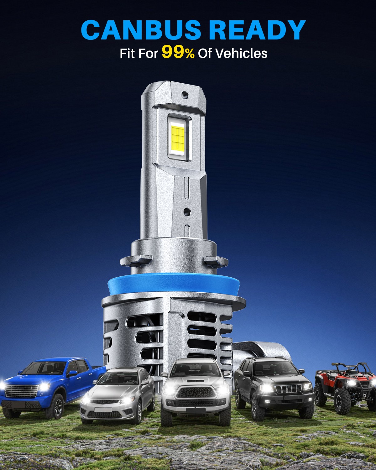 AUTOONE H8/H9/H11 40000LM LED Headlights Kit Hi/Low Beam High Power Bulbs 6500K