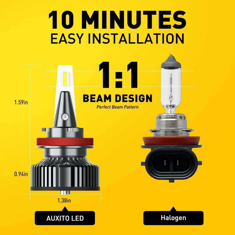 CANBUS Error Free 72W H11 H8 LED Kit Headlight High Low Beam White 50000LM 2X