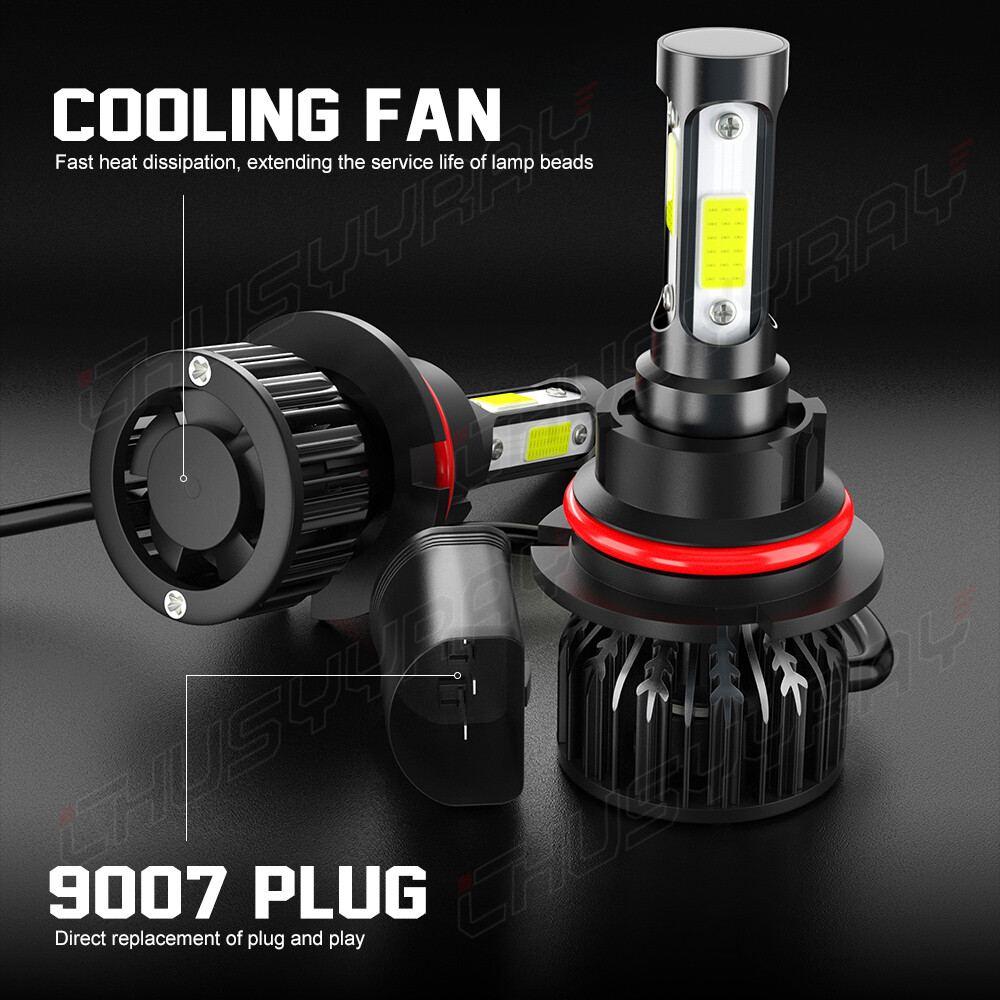 9007 HB5 LED Headlight Bulbs Conversion Kit High Low Dual Beam 6000K Super White