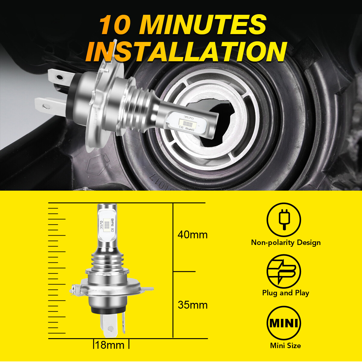 Combo 8000K LED High Low Beam Lamp Headlight+Fog Light Bulbs kit High Power US