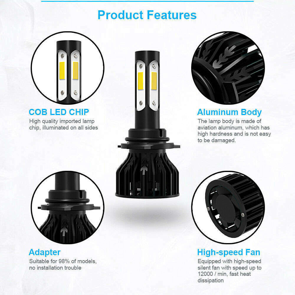 LED Headlight Bulbs 9005 H11 Hi/Lo & H11 Fog 6Pcs Combo 6000K 20000LM Set