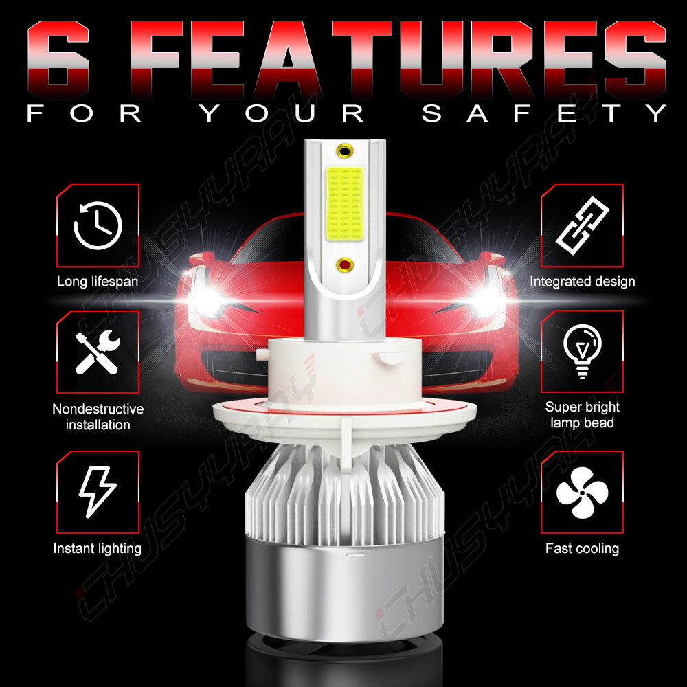 For 2004-2014 Ford F150 White LED Headlight Hi/Lo + Fog Light 4x Bulbs Combo