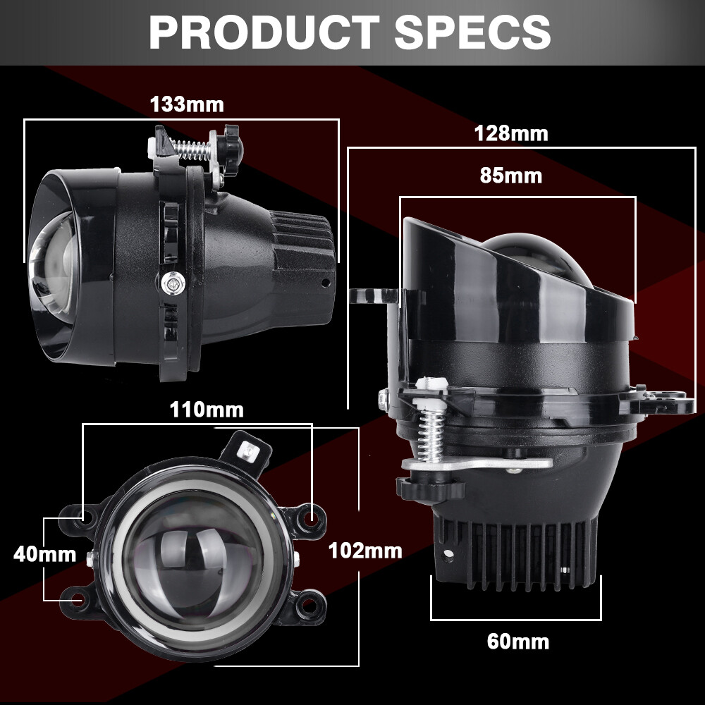 3.0“ Bi LED Projector Len Fog Light For Toyota Corolla/Yaris/Auris/Camry Black