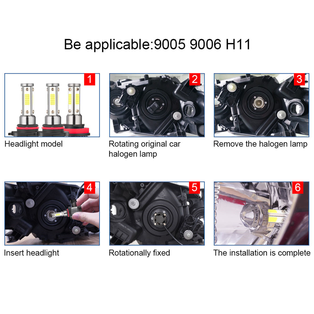 9005 Front LED Headlight Super Bright Bulbs White 30000LM High/Low Beam HB3_