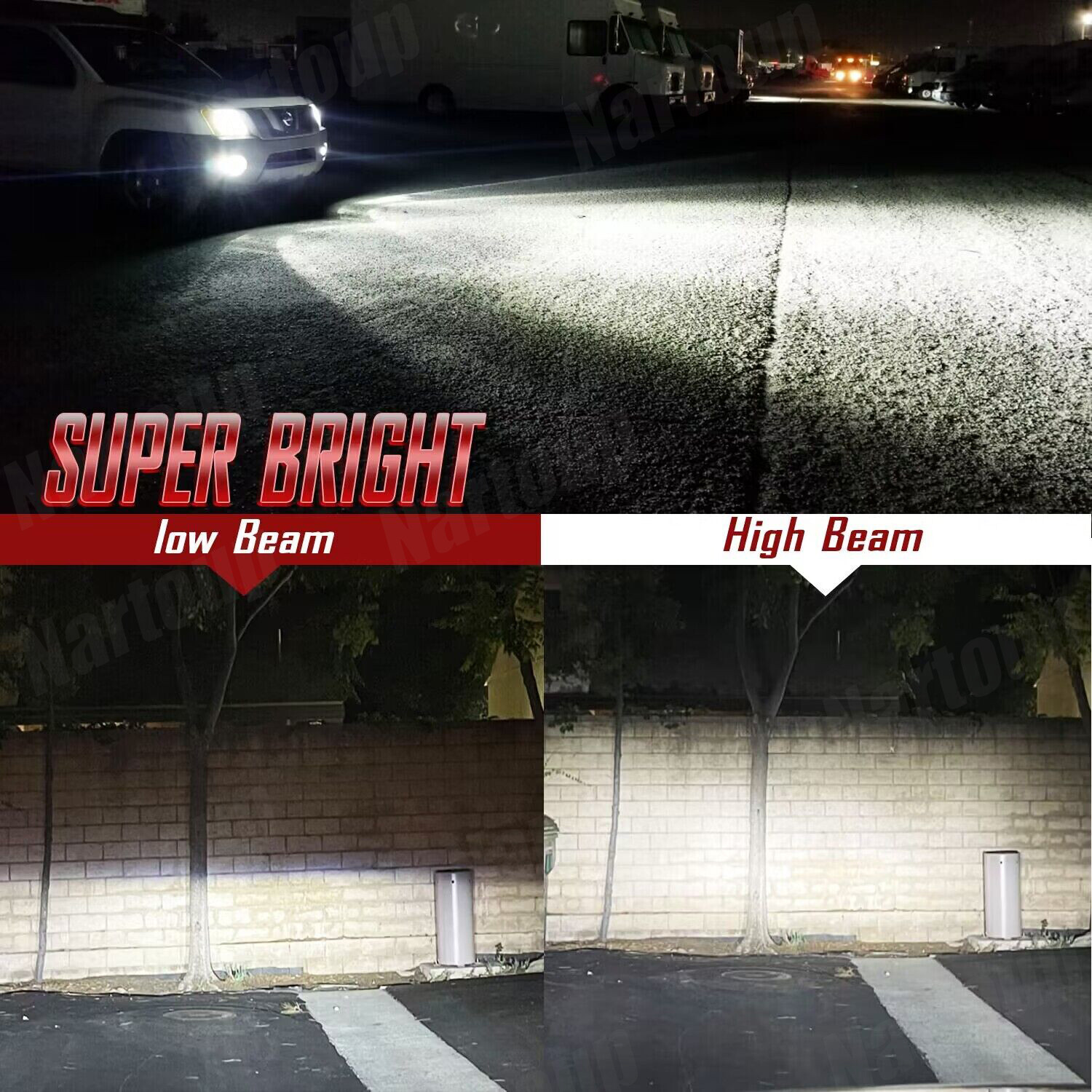 MINI 9005+H11 Combo LED Headlight Bulbs Kit High Low Beam 6000K White US 4PCS