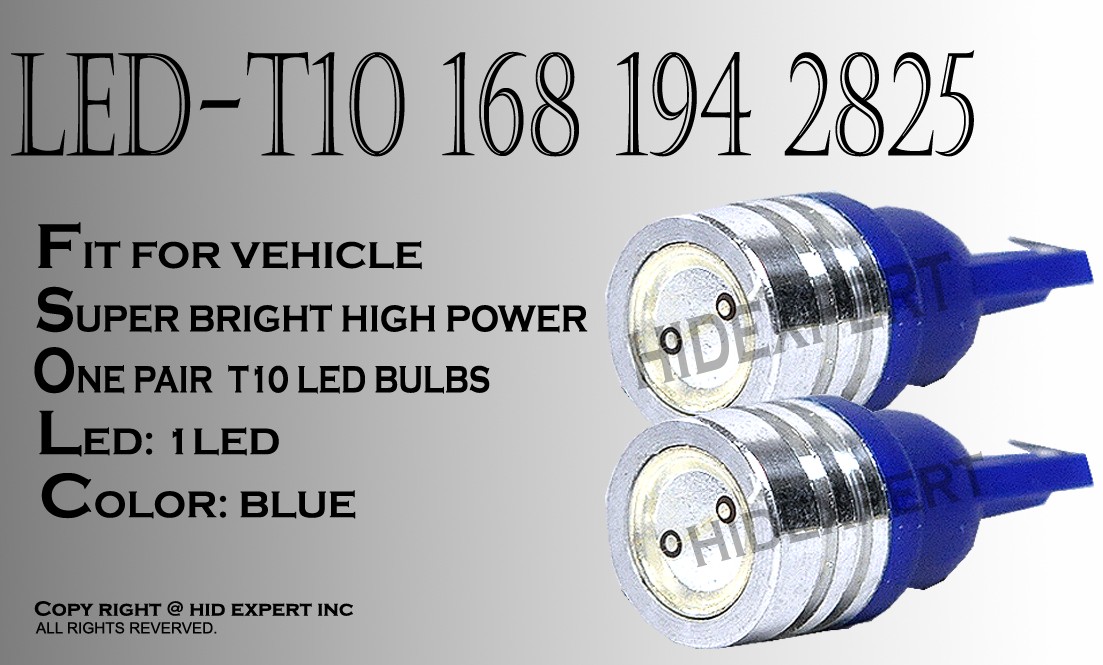 x4 pc T10 168 194 2825 LED High Power Blue Fit Front Side Marker light Bulb X241