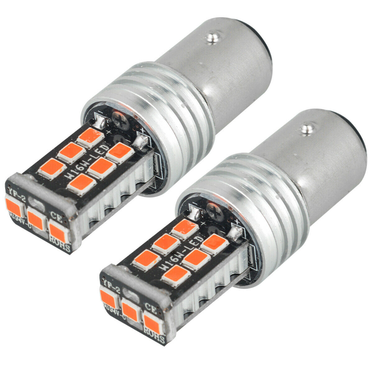 2x 1157 Amber Yellow LED Turn Signal Indicator Parking Light Bulbs CANBUS 15SMD