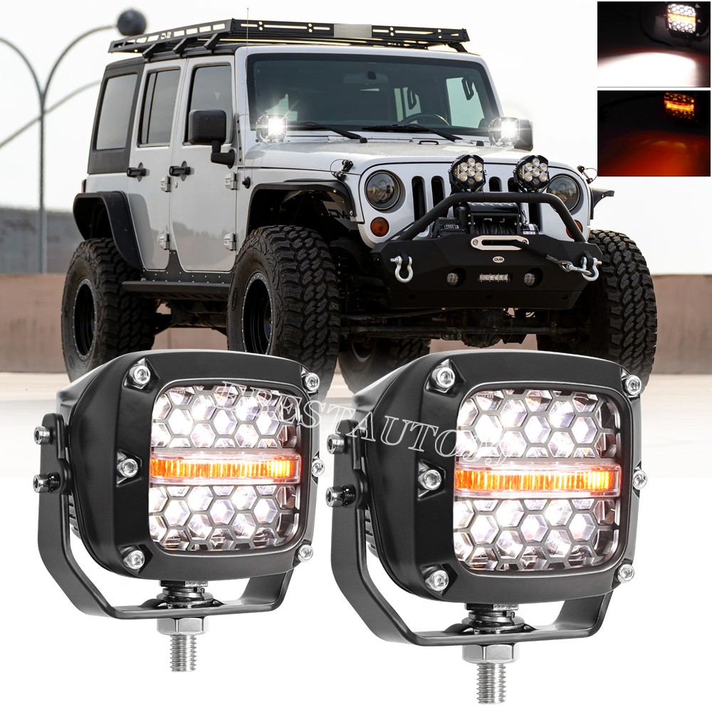 3″ White LED Cube Pod Work Light Fog Spot for UTV ATV Jeep Truck Offroad Driving