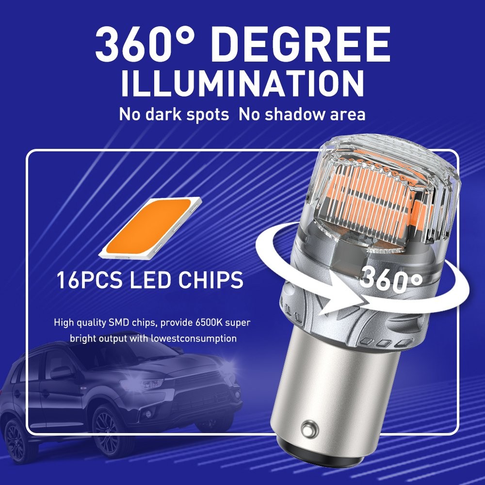 AUTOONE Amber BAY15D 1157 LED Rear Front Turn Signal Light Bulbs Free Return BRS