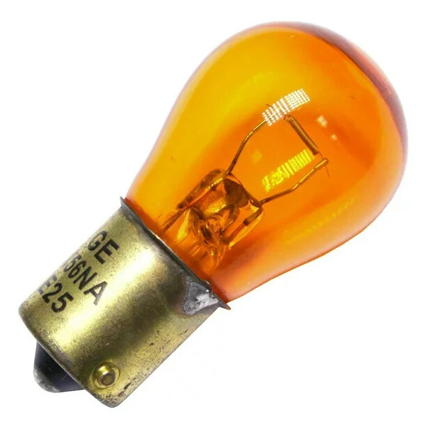 FOUR 1156 1156NA 7056 3497 P21W 12V Amber Glass Light Bulbs 4 BULBS SEE NOTES!
