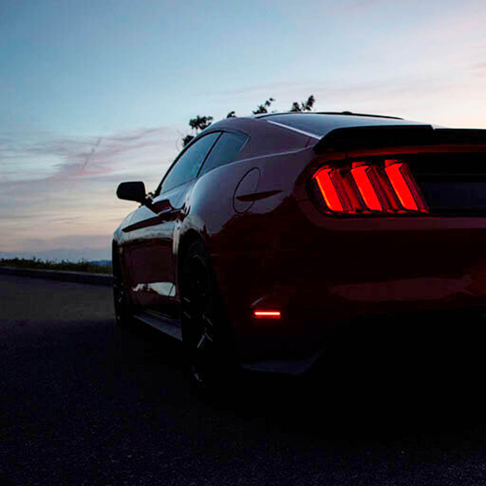 Smoked Black Lens Brilliant Red LED Side Marker Lights For 2015-up Ford Mustang