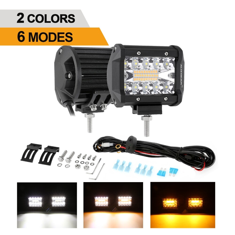 AUXBEAM 4″ INCH LED PODS WORK LIGHT BAR SPOT BEAM DRIVING OFFROAD SUV ATV TRUCK