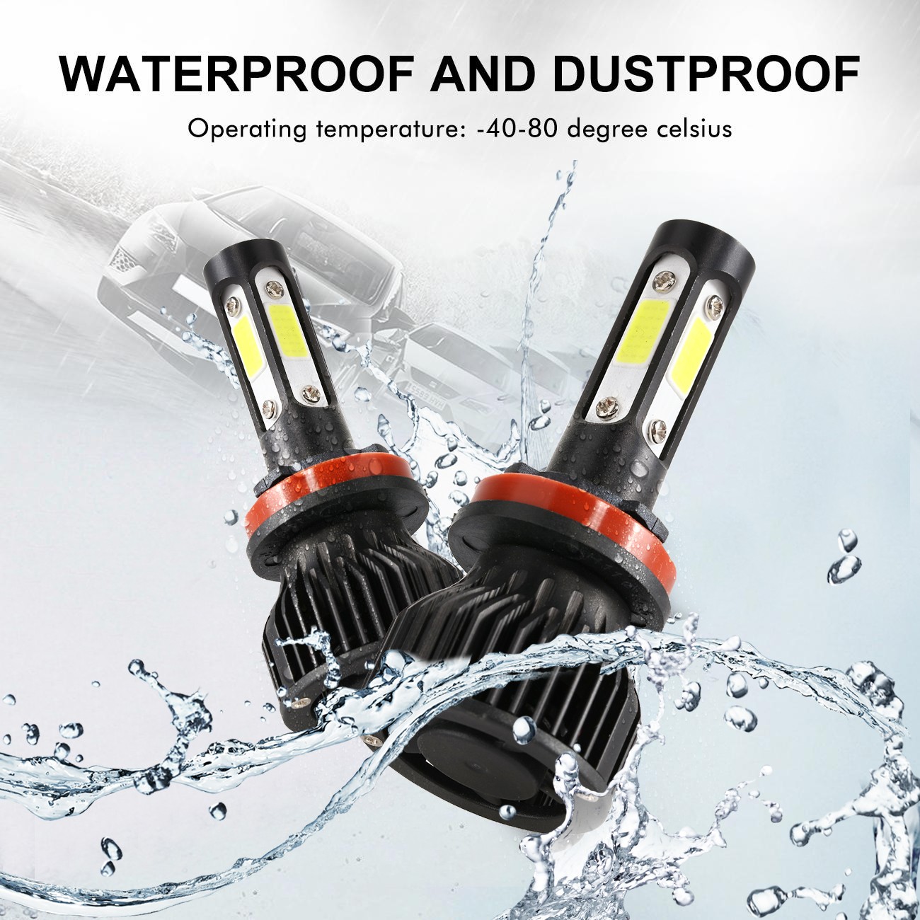 4-sides H11 LED Headlight Super Bright Bulbs Kit White 3600000LM High/Low Beam