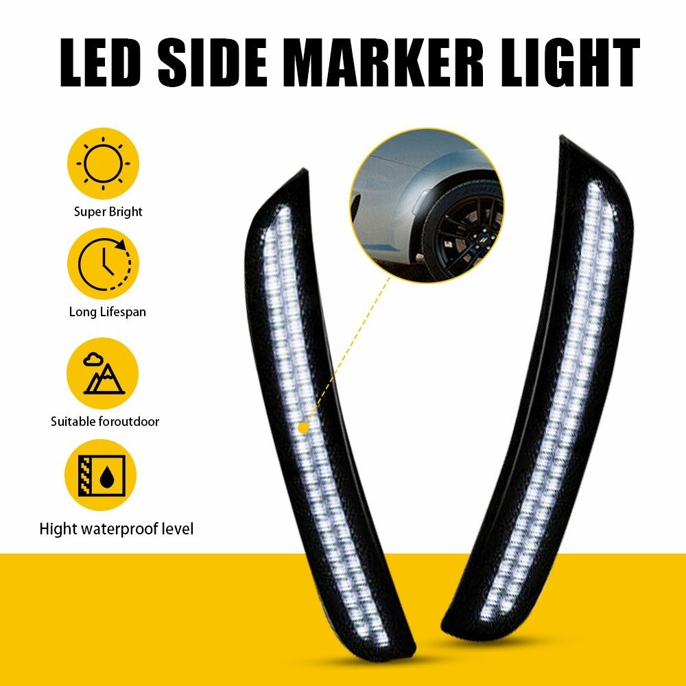 For Dodge Charger 2015-2023 Front Rear Side Marker Light Lamps Smoked LED EOOR