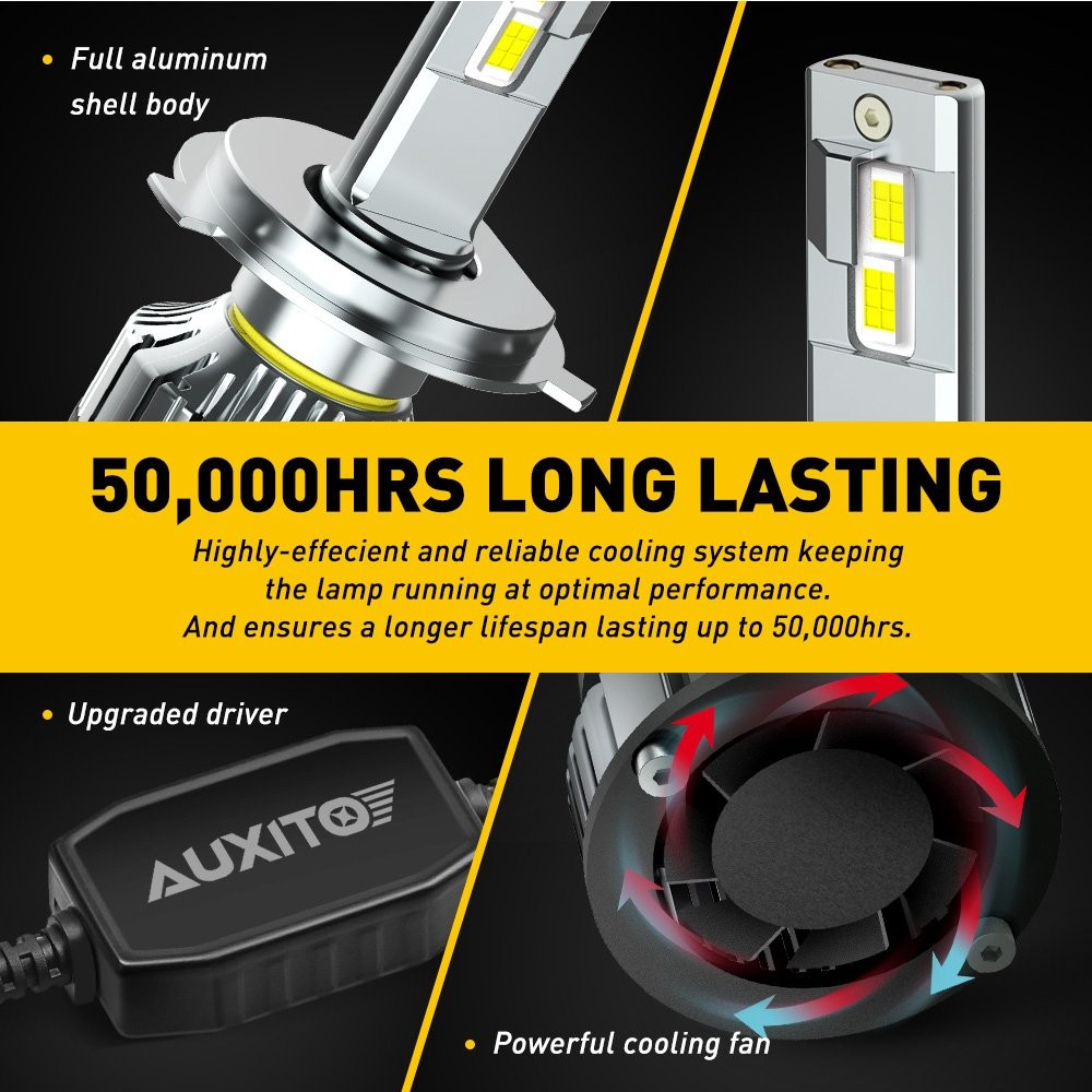 AUXITO H4/9003 LED Bulbs Headlight 30000LM Ultra Bright White Hi/Lo Beam Y