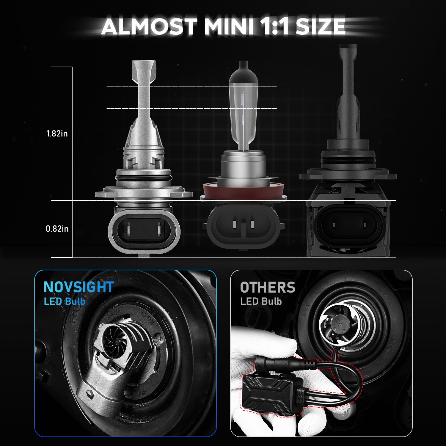 NOVSIGHT 9006 HB4 LED Headlight Bulb Lo Beam Super Bright Cold White 90W 20000LM