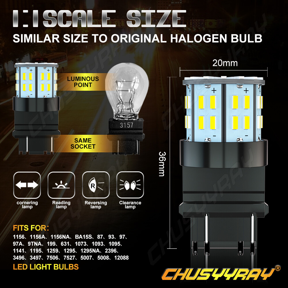PAIR 3157 3156 LED REVERSE BACKUP LIGHT BULBS 1000LM SUPER BRIGHT 6000K WHITE