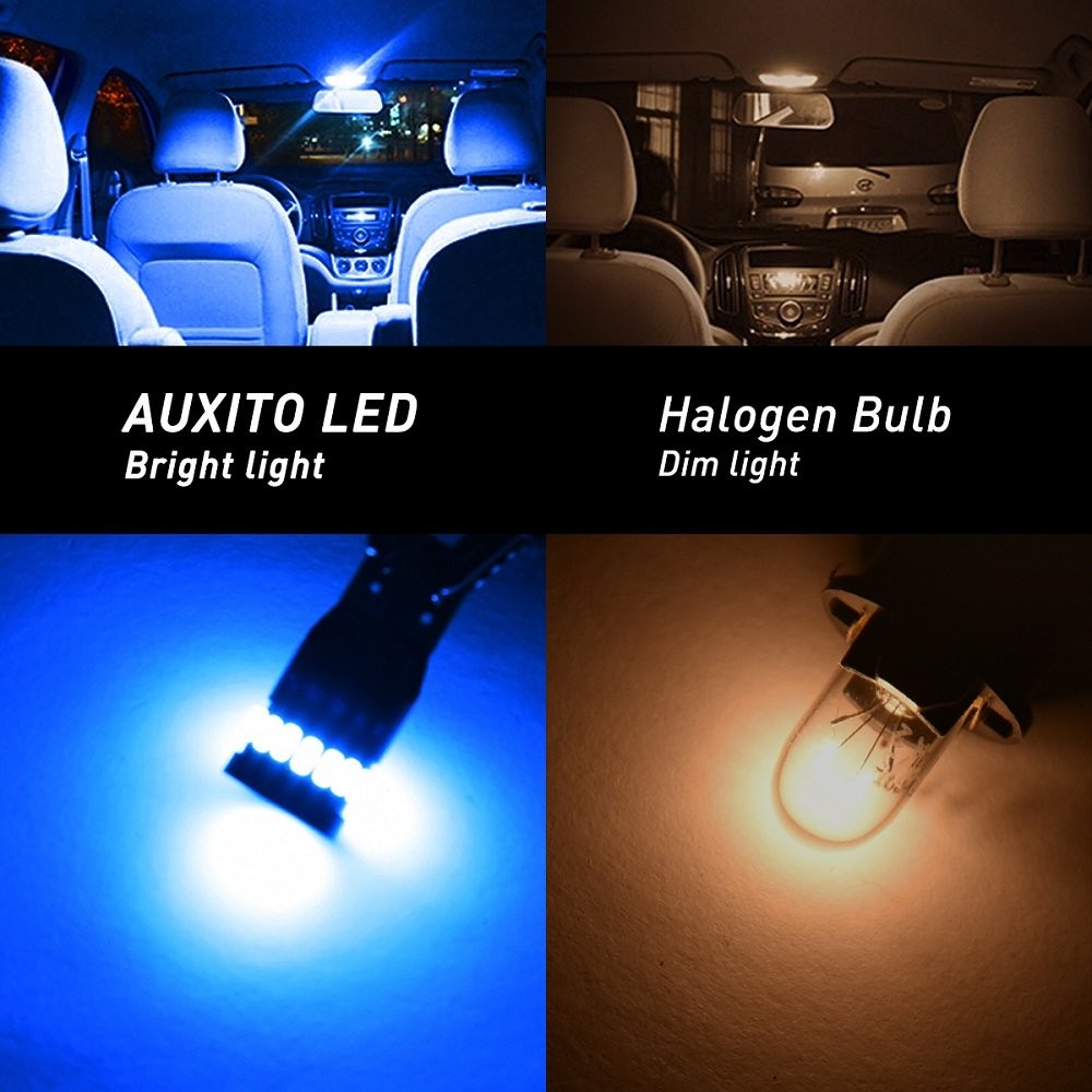 2Pcs AUXITO Blue T10 LED Bulbs Error Free Canbus W5W 168 194 Side License Light