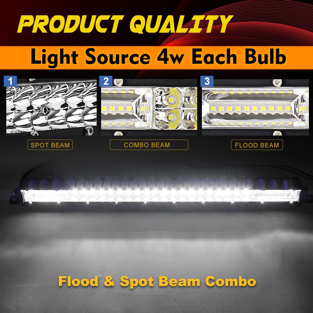 Dual Row 7″-52″ Slim LED Light Bar Spot Flood Combo Fog Offroad Car Trucks 4WD