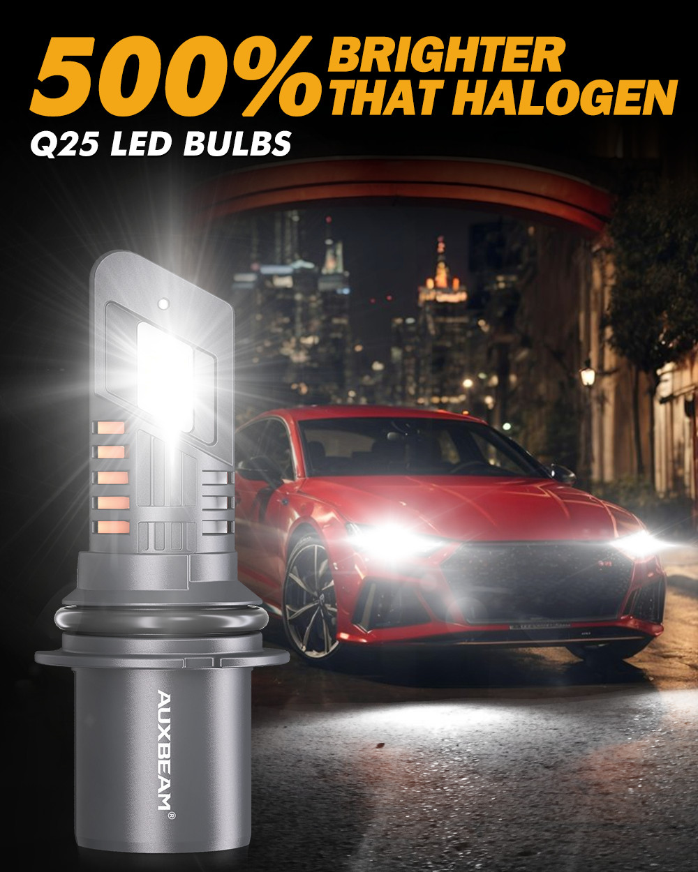 AUXBEAM 9004 HB1 Canbus LED Headlight Conversion Kit Hi/Lo Beam Bulbs Error Free