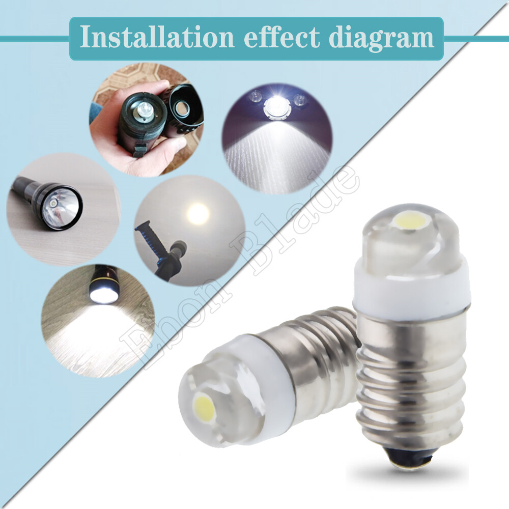 10 X P13.5s LED White 0.5W Flashlight Bulb Torch Lamp Light 3V 4.5V 6V 12V 18V