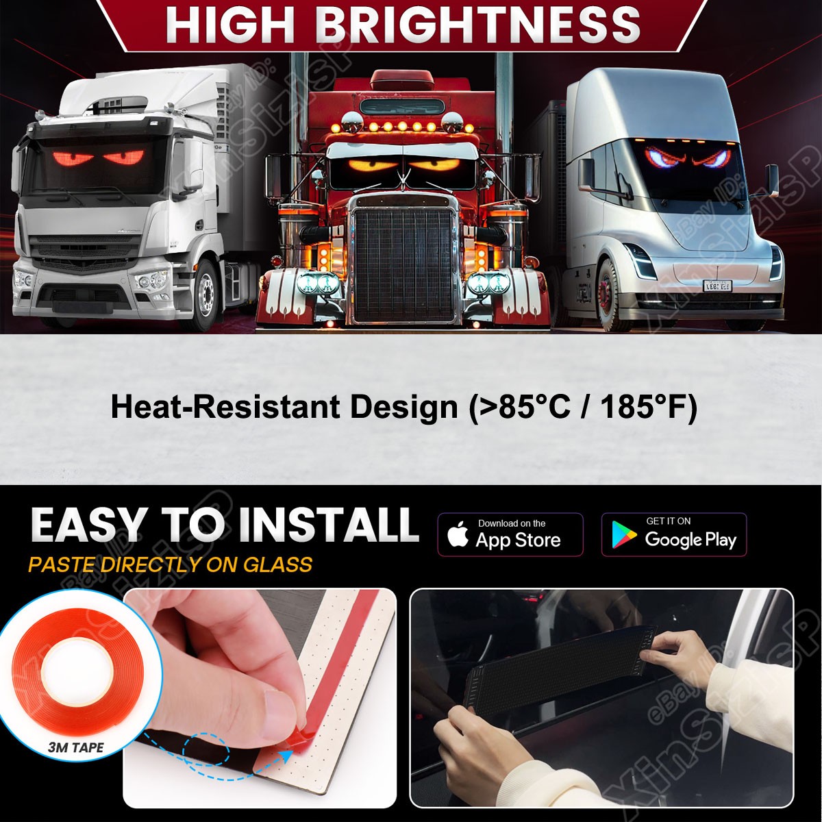 LED Car Sign 2Pk Fit Cat Komatsu Volvo Construction Truck IP68 Waterproof