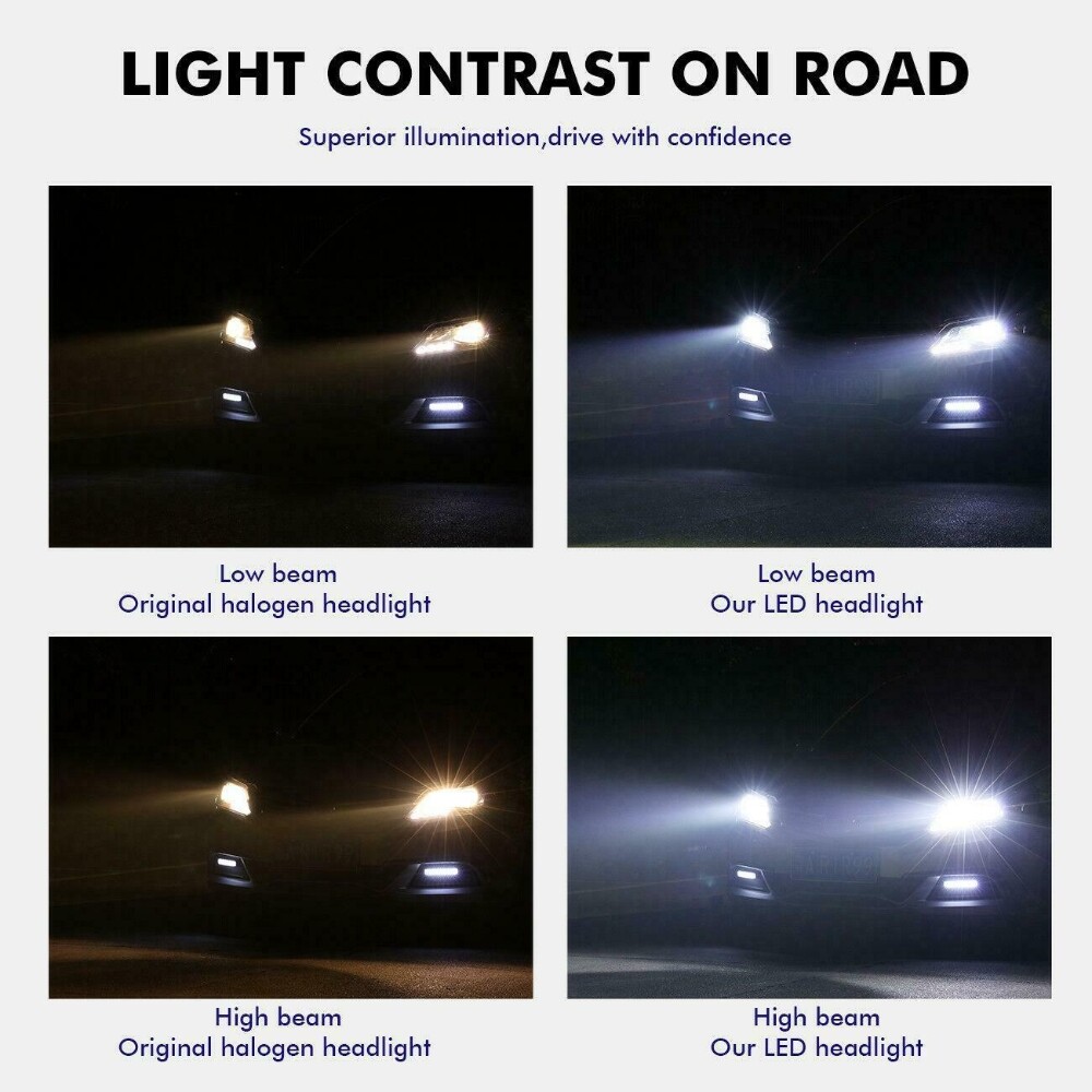 6-side H7 LED Headlight Bulb Conversion Kit High Low Beam Lamp 6000K Super White