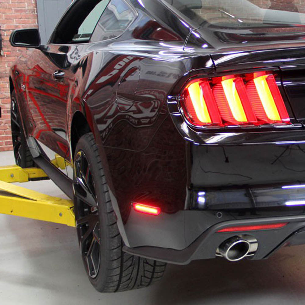 Smoked Black Lens Brilliant Red LED Side Marker Lights For 2015-up Ford Mustang