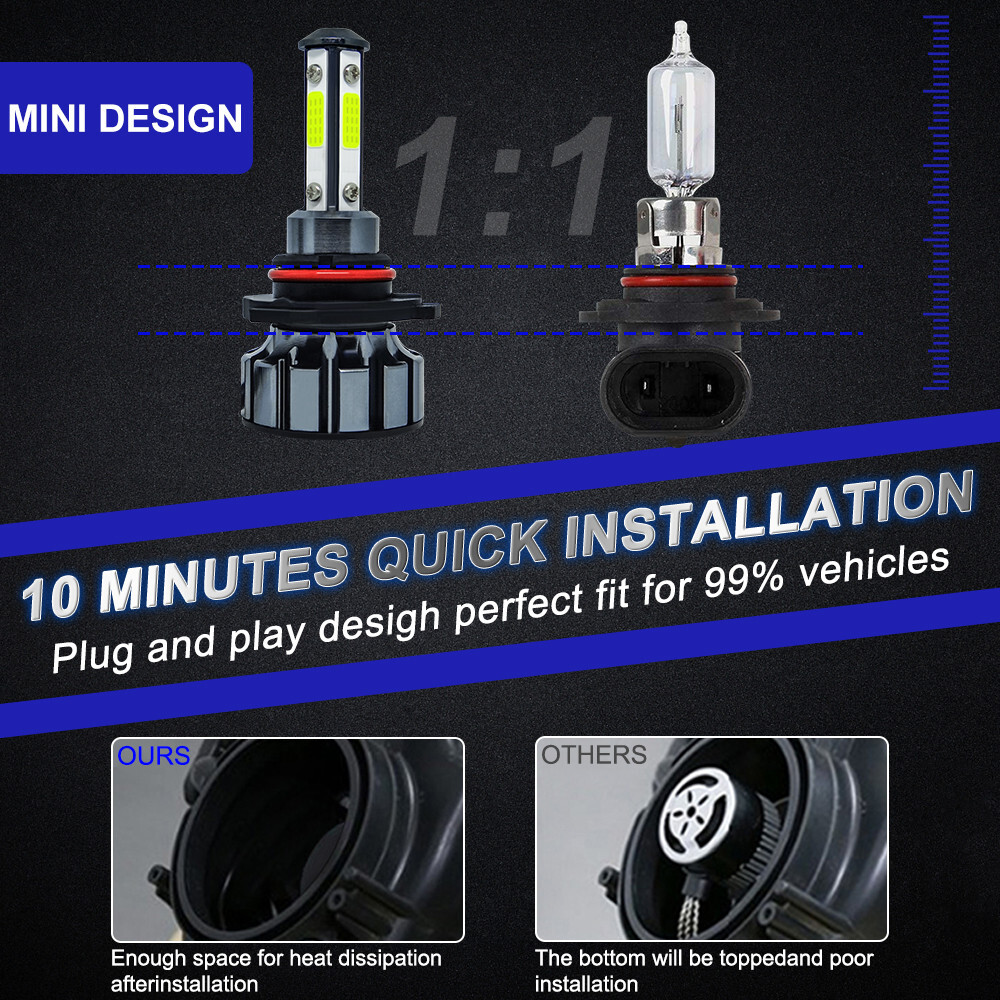 9005 H11 LED Headlight Super Bright Bulbs Kit 8000K White 330000LM High Low Beam