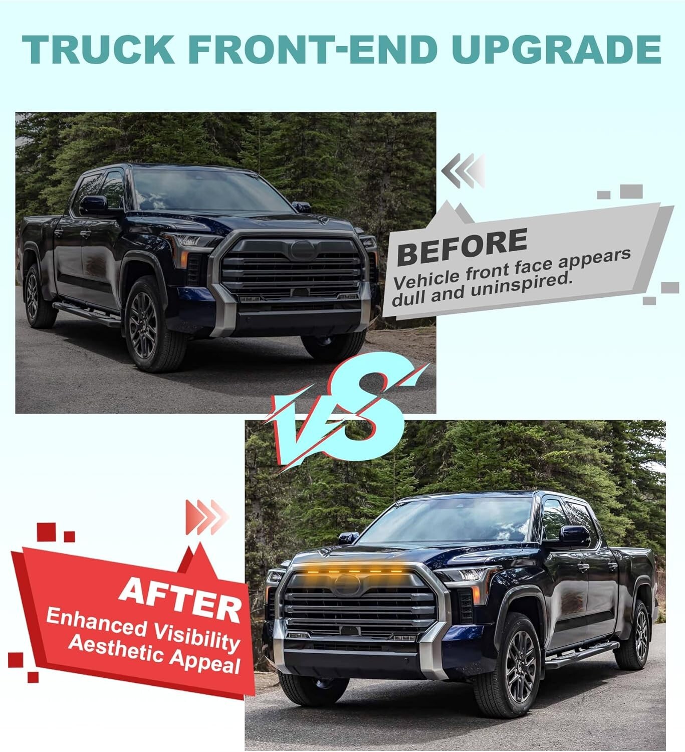 LED Front Grill Lights for Toyota Tundra SR SR5 Limited 2022-2025 Raptor Light