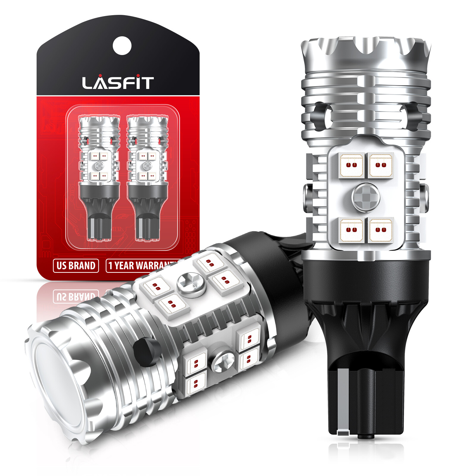Lasfit 921 912 LED Rear Turn Signal Blinker Light Bulbs Canbus Error Free Red 2X