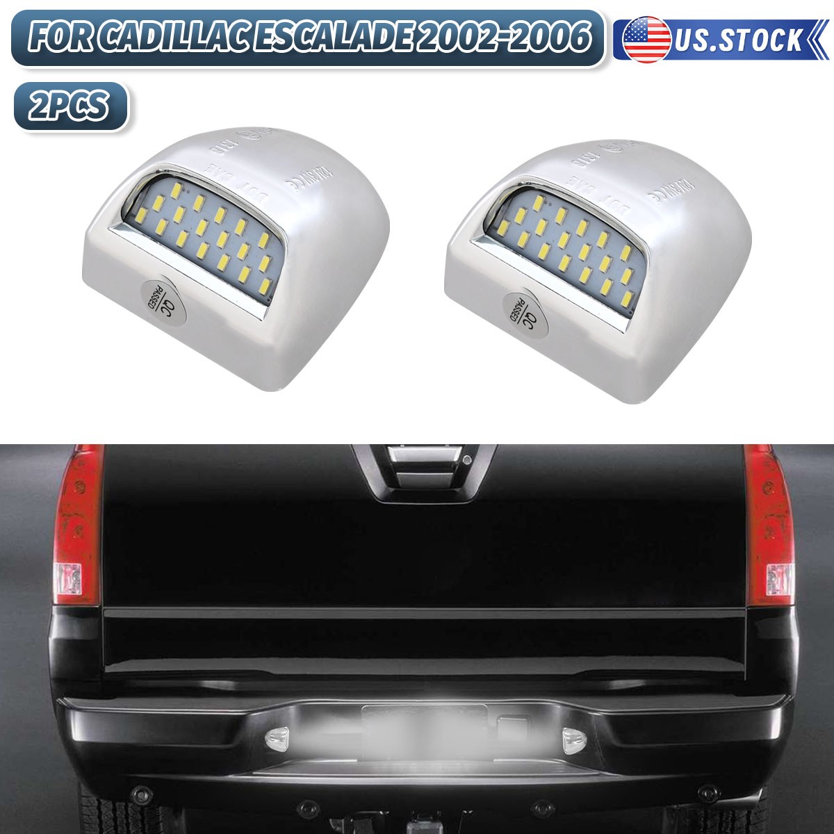 LED Chrome License Plate Lamp For Chevrolet Silverado 1500/2500/3500HD 1999-2013