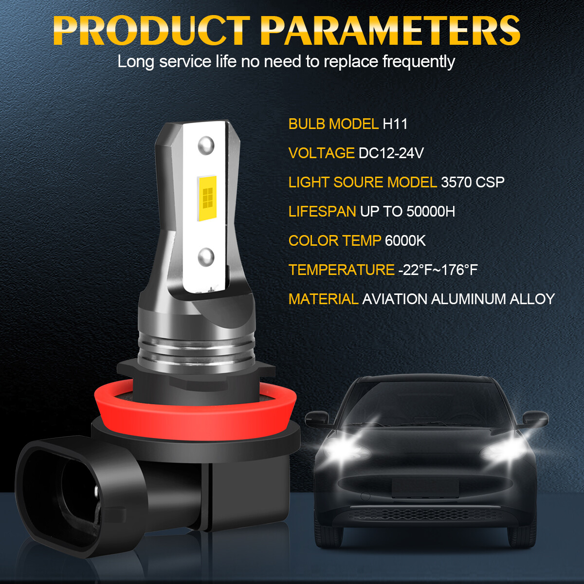 H7 H7 H11 Combo Mini LED Headlight High Low Beam fog Light 6000K Lamp Bulbs Kit