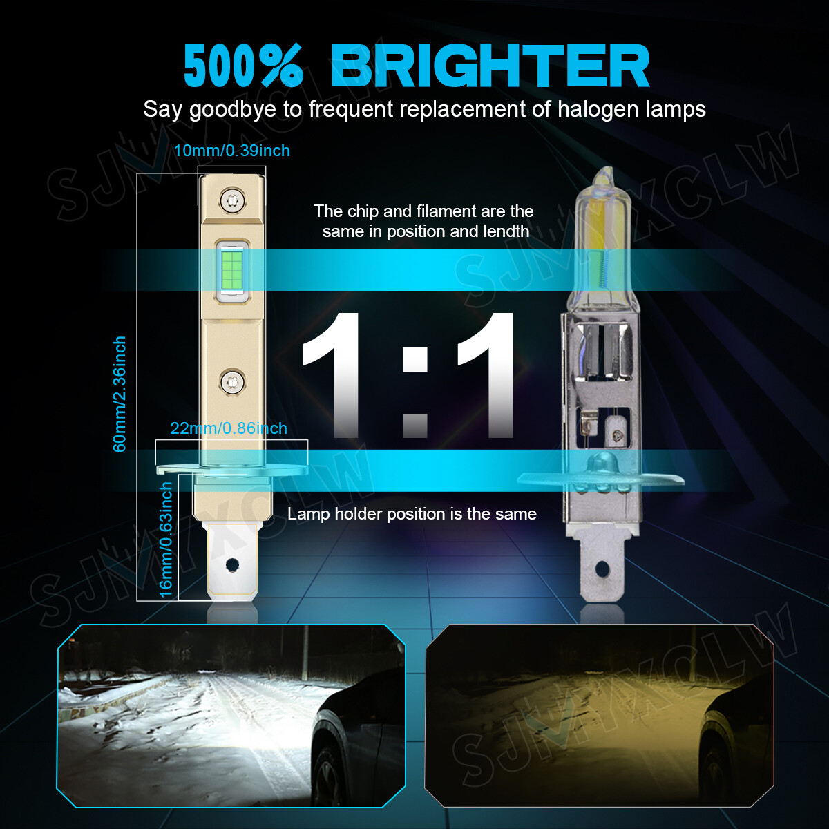 For Volvo V70 1998-2003 2.3L 2.5L 2.4L 4x H1 H7 LED Headlight Hig/Low Combo Bulb