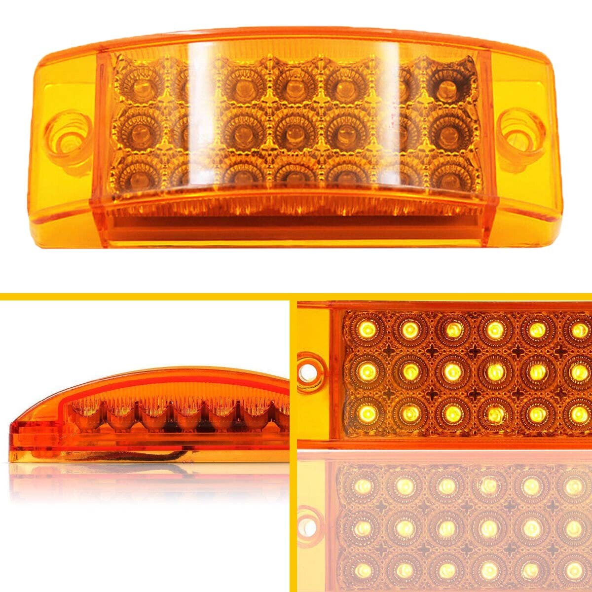 2x 6″Amber 21-LED Clearance Side Marker Lights Truck Trailer Turn Signal Light