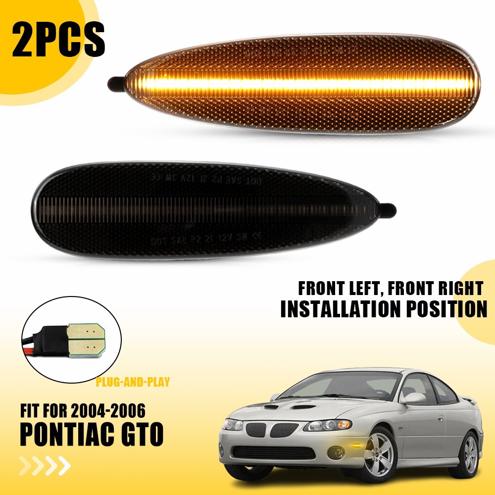 2 Front Left Right Smoke LED Amber Side Marker Lights For 2004-2006 Pontiac GTO
