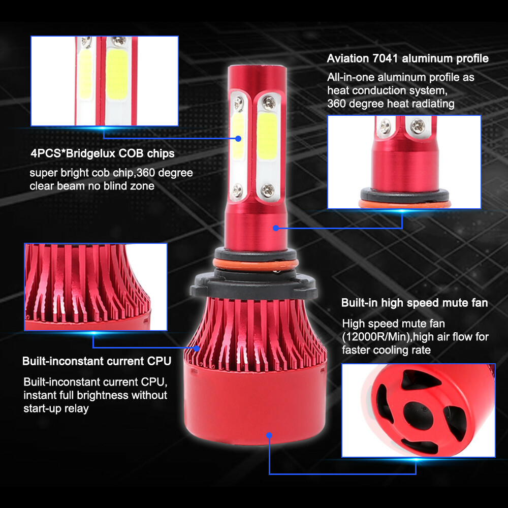 4x 9005+9006 Combo 160W 16000LM LED Headlight Kit High & Low Beam Light Bulbs