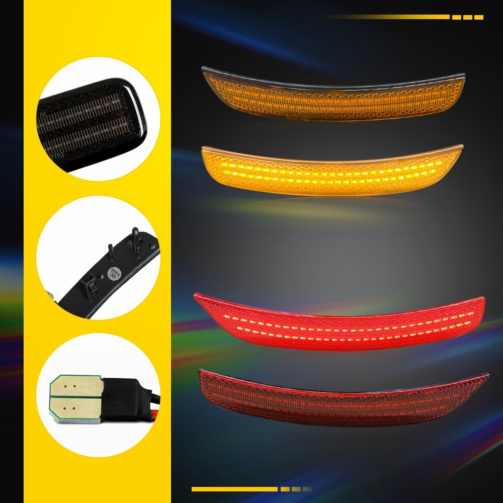 For 2012-19 Fiat 500 LED Front Rear Side Marker Light Assembly Amber & Red Lens