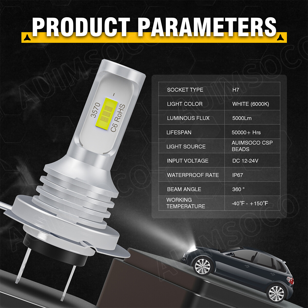 H7 H11 LED Headlights Kit Combo Bulbs 8000K High Low Beam Super White Bright CSP