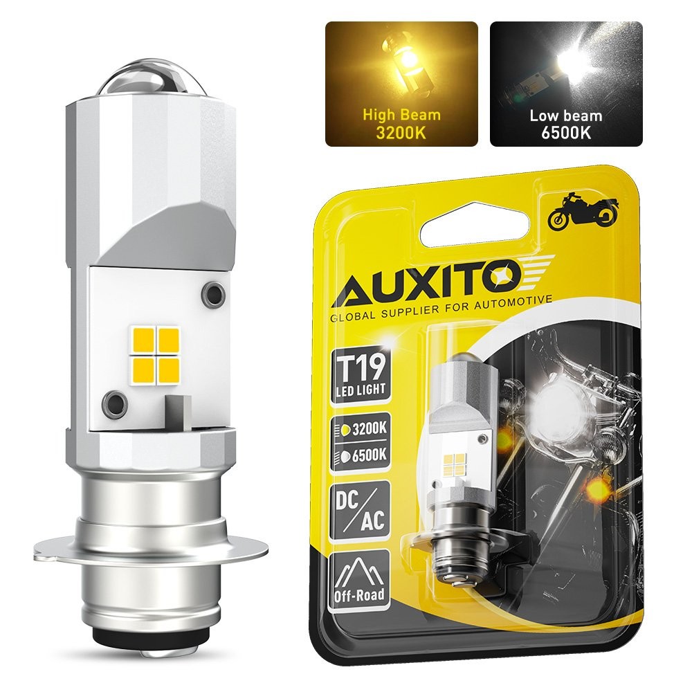 AUXITO LED Light 3000K Yellow 6000K White Bulb HEADLIGHT Motorbike ATV UTV EXC