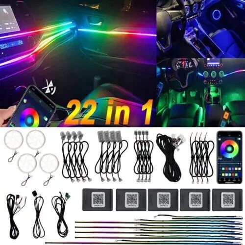 22 in1 Car Ambient Light 256 Color Symphony RGB Acrylic Guide Atmosphere Lights
